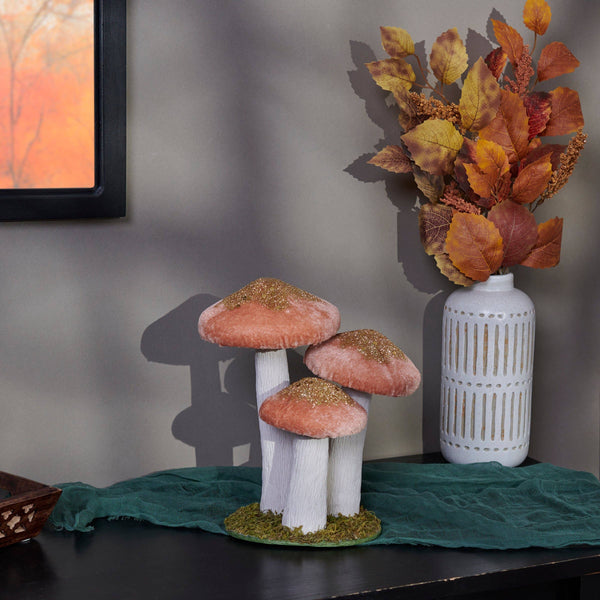 Mushroom Trio Sitter-Velvet Pink and Gold