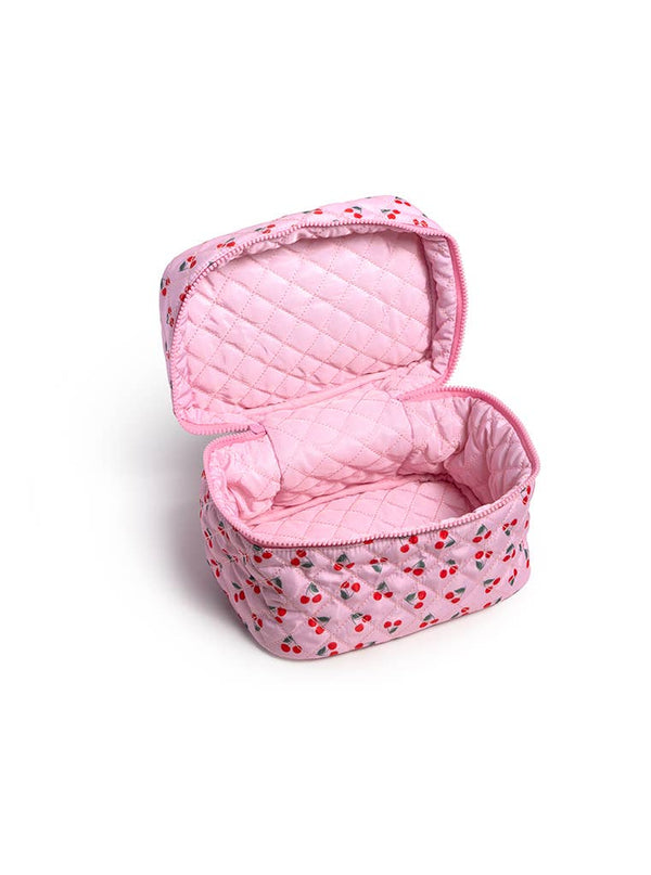 Living Royal - Cosmetic Travel Case / Makeup Bag - Red Cherries - Pink