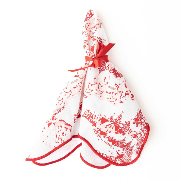 8 Oak Lane - Santa Toile Scalloped Dinner Napkin