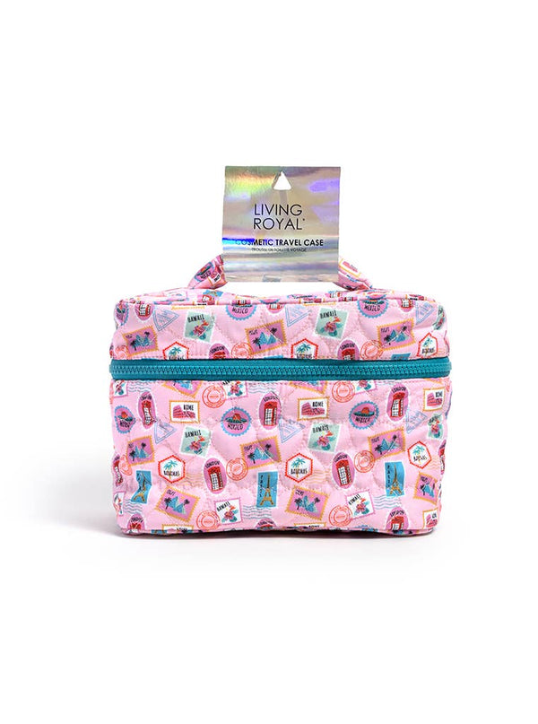 Living Royal - Cosmetic Travel Case / Makeup Bag - Red Cherries - Pink