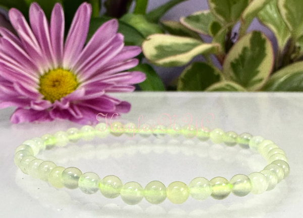 Natural Lime Green Jade 4mm 7.5”  Stretch Bracelet