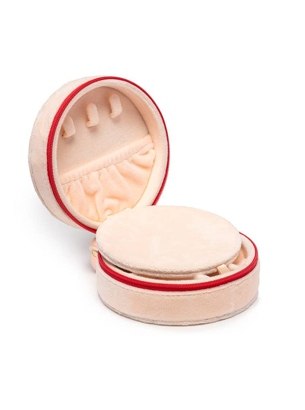 Living Royal - Velvet Jewelry Zip Case / Travel Organizer - Cherries -Cream