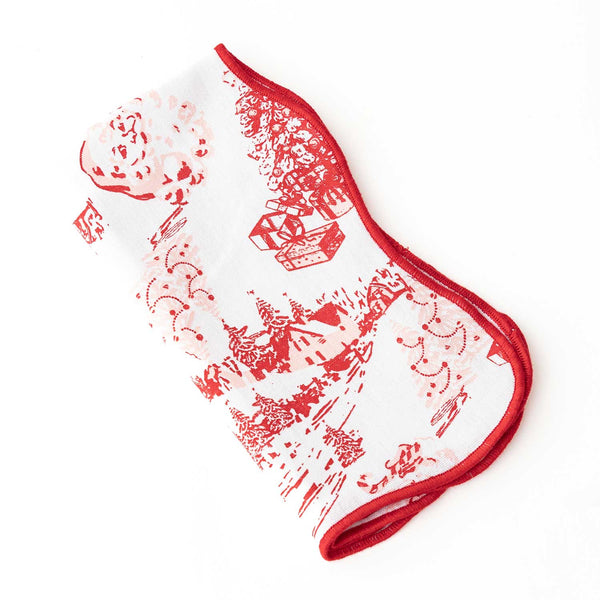 8 Oak Lane - Santa Toile Scalloped Dinner Napkin