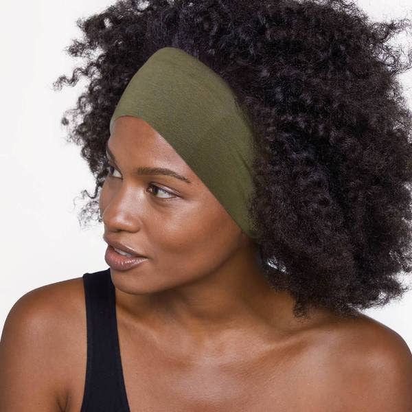 Cotton Adjustable Headband 2pc Black and Moss