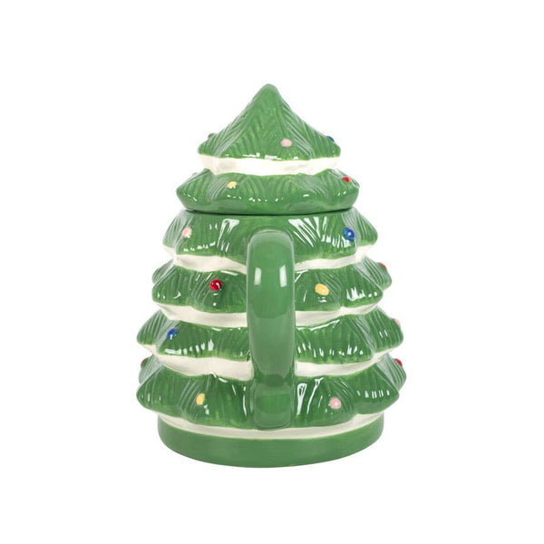 Green Christmas Tree Mug with Lid