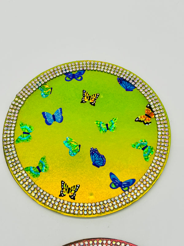 Retro Embellished Butterfly Coasters