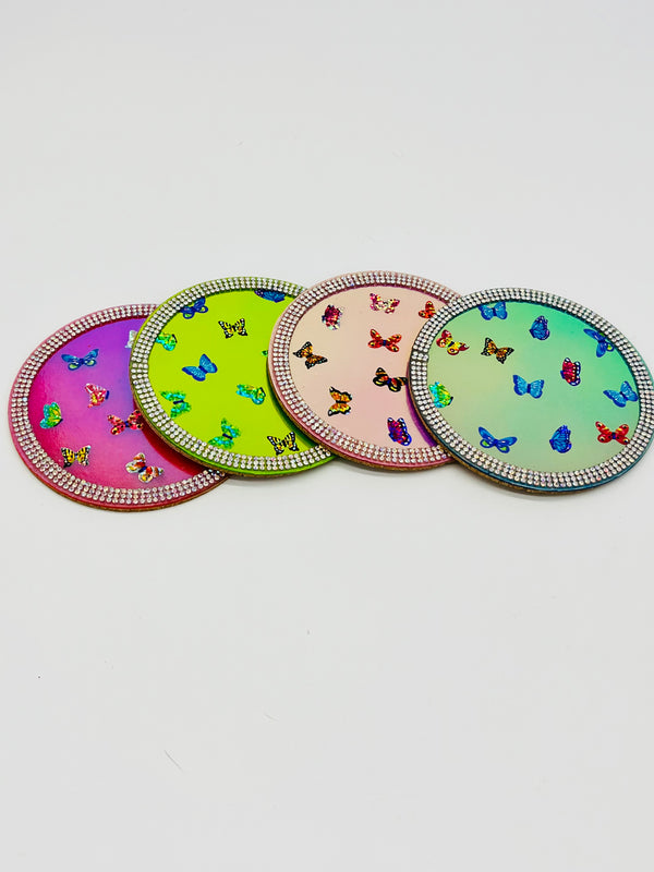 Retro Embellished Butterfly Coasters