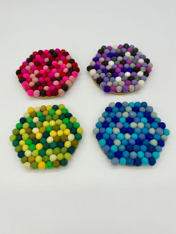 Handmade Wool PomPom Coasters