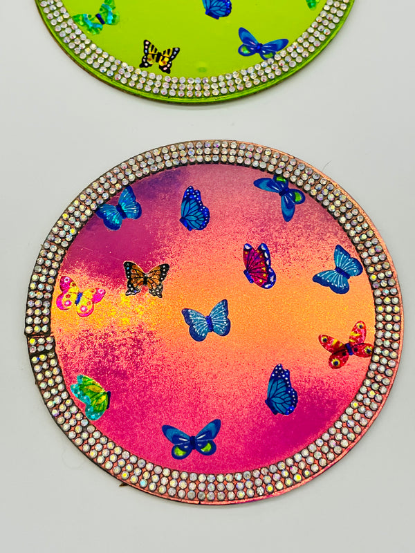 Retro Embellished Butterfly Coasters