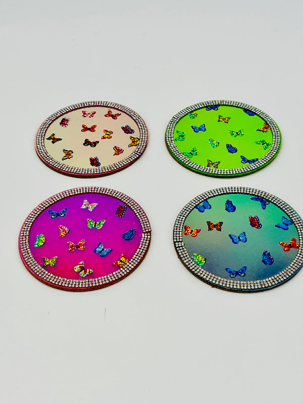 Retro Embellished Butterfly Coasters