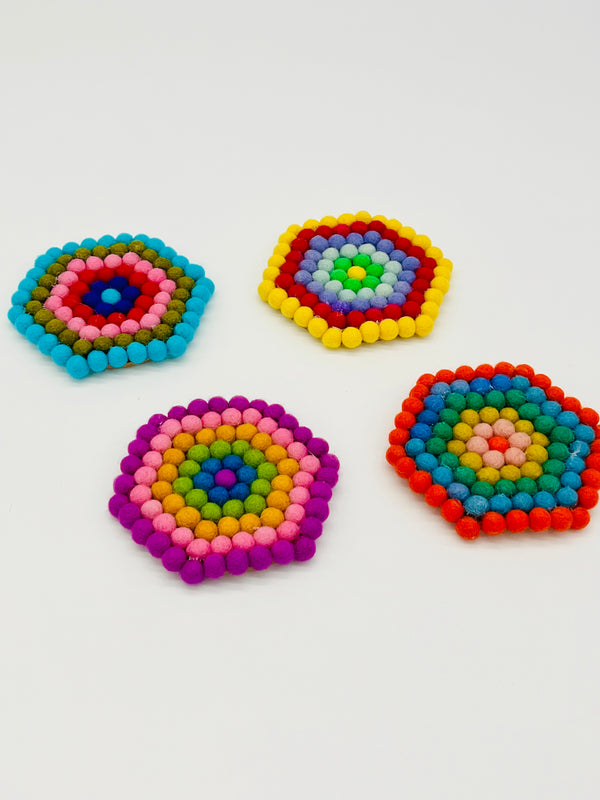 Handmade Wool PomPom Coasters