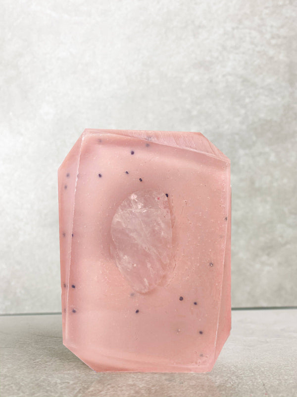 Crystal Bar Soap- Ceramic Rose  - 2.5oz Natural Crystal Infused Bar Soap