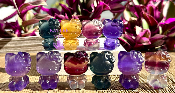 Natural Candy Fluorite Crystal-Hello Kitty-Healing Energy