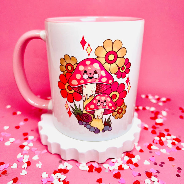 Mugs - Retro Groovy Mushroom Pink