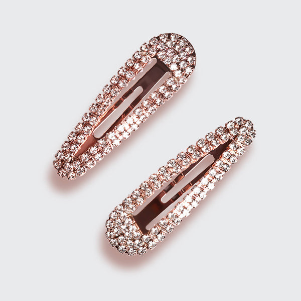 KITSCH - Mini Rhinestone Snap Clips - Rose Gold